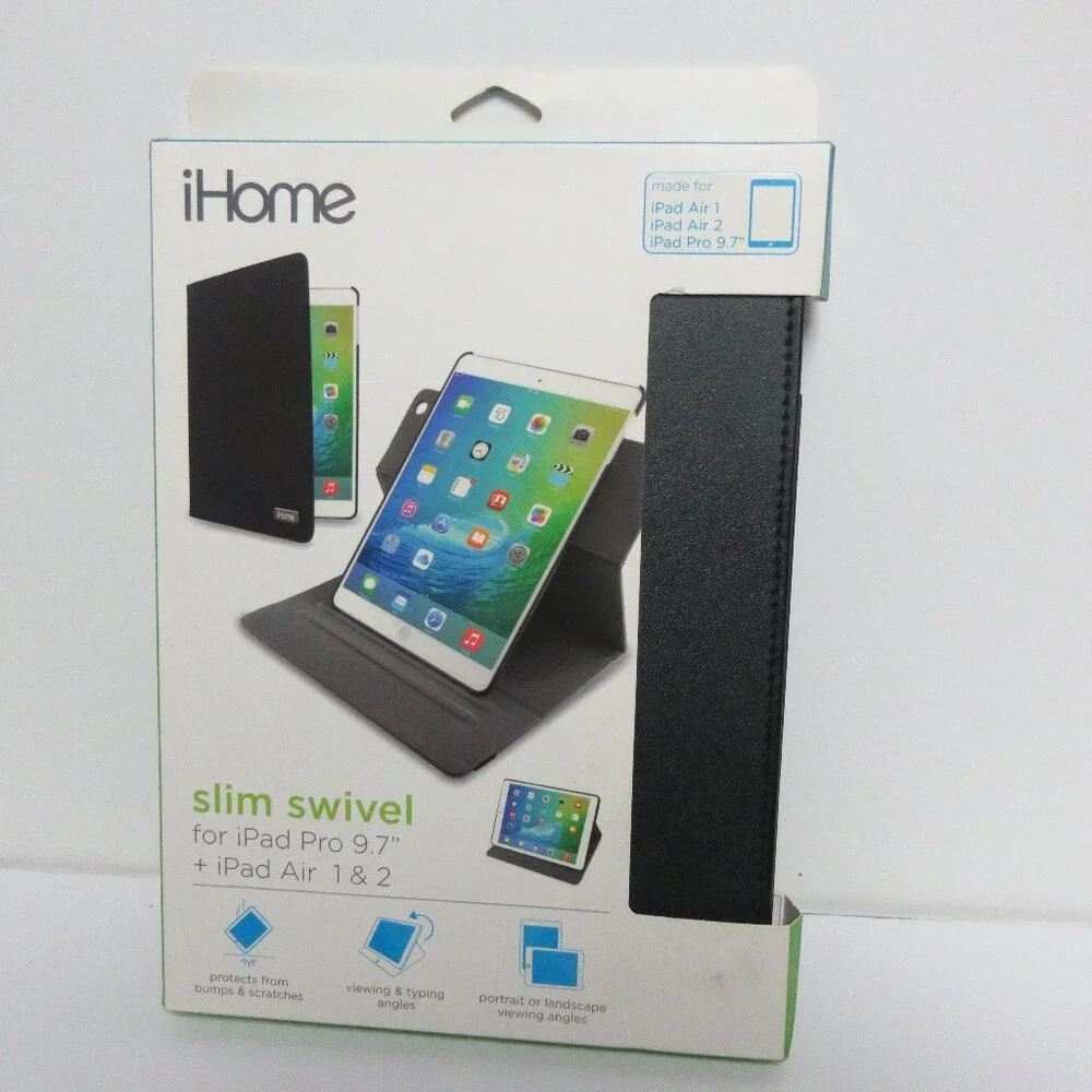 iHome Slim Swivel for iPad Air & Air 2 -Black Portrait or landscape viewing angl